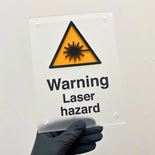 Señal de advertencia de peligro láser acrílica 3D